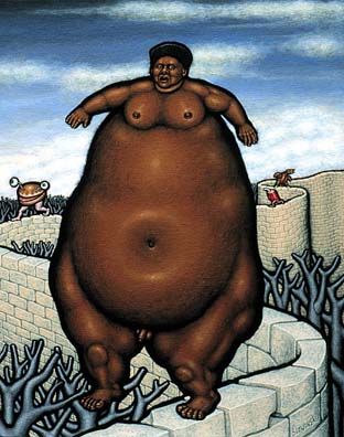 Fat Black Guy 2 Acrylic on Canvas 20 x 16 Status Available